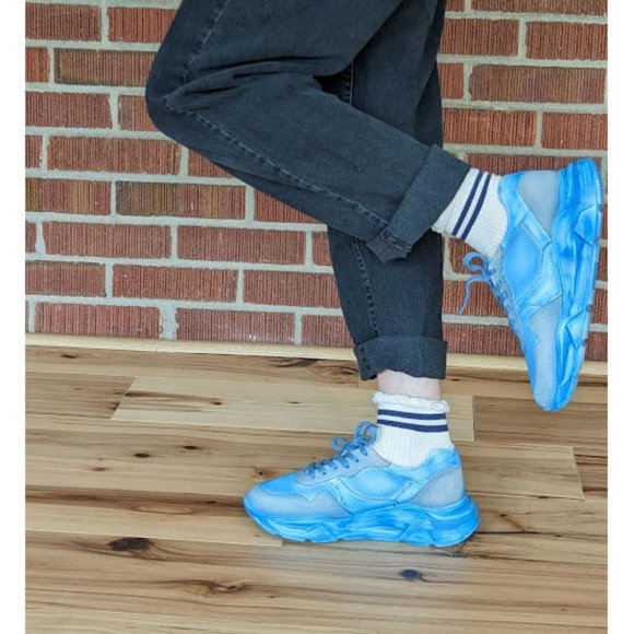 πLAST CHANCEπ FREE PEOPLE Let's Wander Washed Sneakers / Boardwalk Blue - Picture 6 of 16